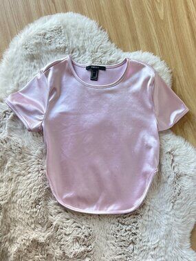 Pink satin crop top